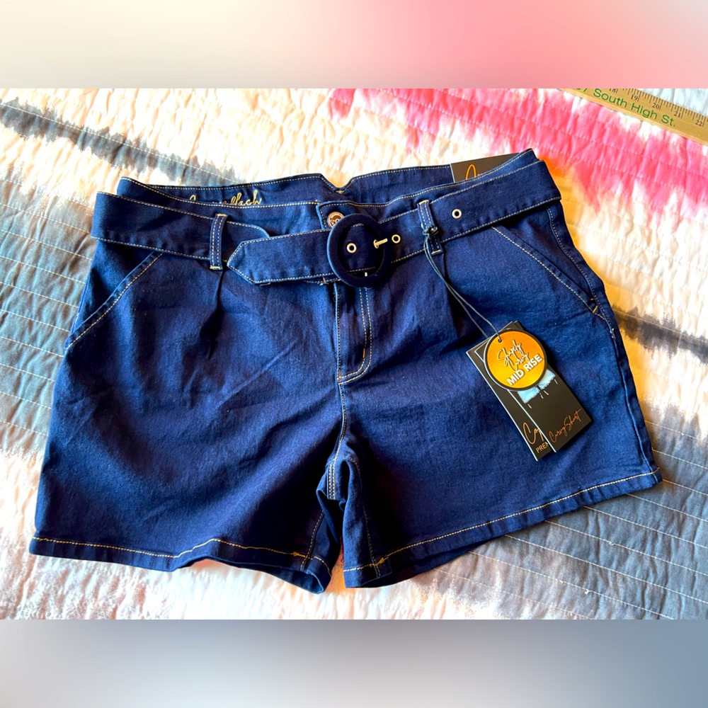 Navy Blue Jean Shorts with Belt Loops